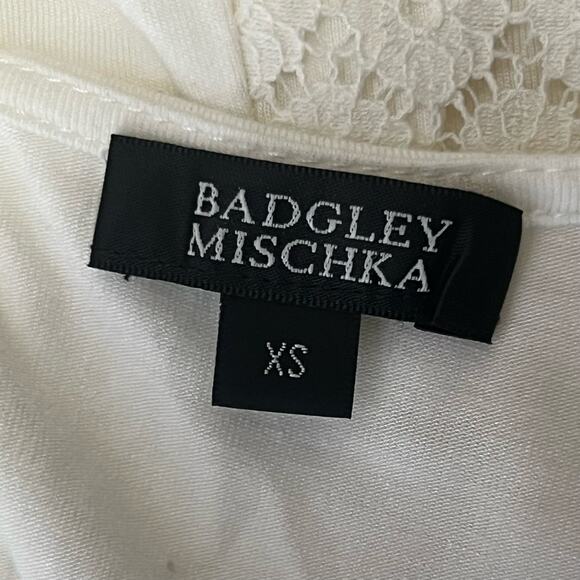Badgley Mishka Casual Top Size XS White Lace Overlay Short Sleeve Cotton Blend - Picture 9 of 11
